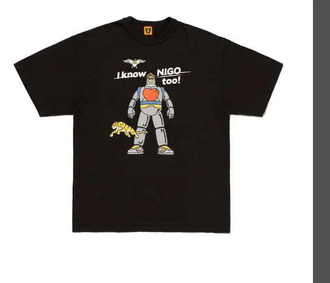 HUMAN MADE x I Know NIGO TOO GRAPHIC T-SHIRT limited edition retro robot anime English printed round neck bamboo cotton short sleeved t-shirt