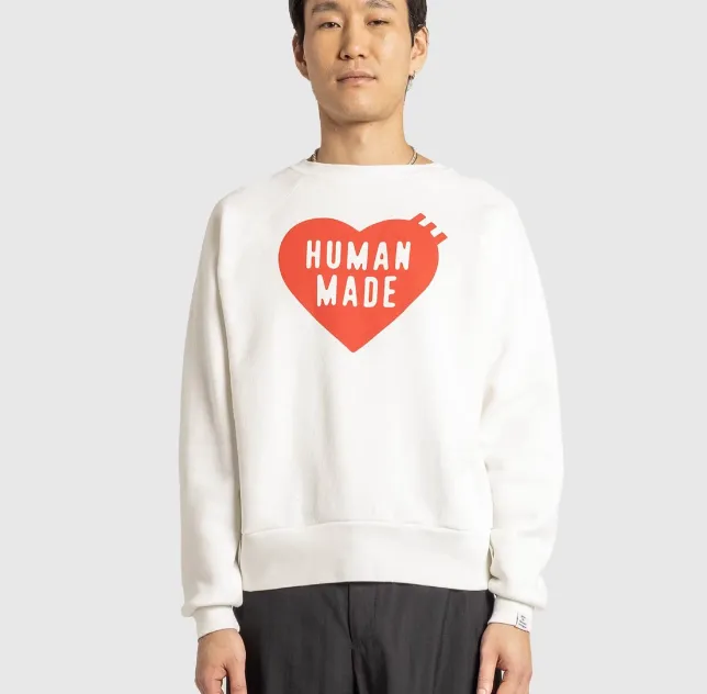 HUMAN MADE LOGO SWEATSHIRT Autumn Winter Collection Love Pattern Printed Loose Round Neck Hoodie