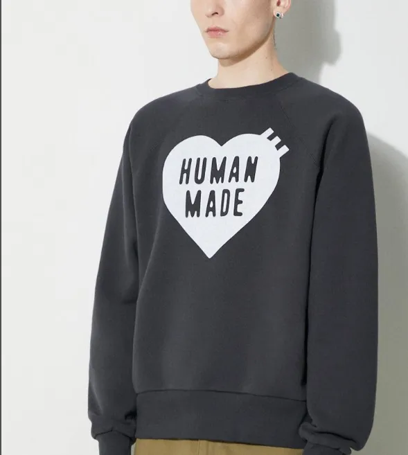 HUMAN MADE LOGO SWEATSHIRT Autumn Winter Collection Love Pattern Printed Loose Round Neck Hoodie