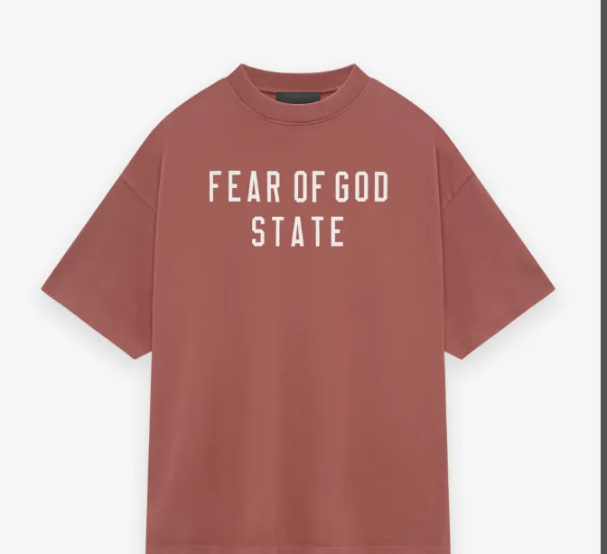 FEAR OF GOD ESSENTIALS 24FW Alphabet Printed Short Sleeve T-shirt Crimson Red Lavender Purple Black S-XL