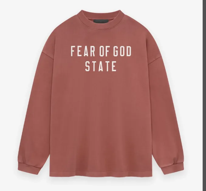 FEAR OF GOD ESSENTIALS 24FW Letter Printed Long Sleeve T-shirt Crimson Red Lavender Purple Black S-XL