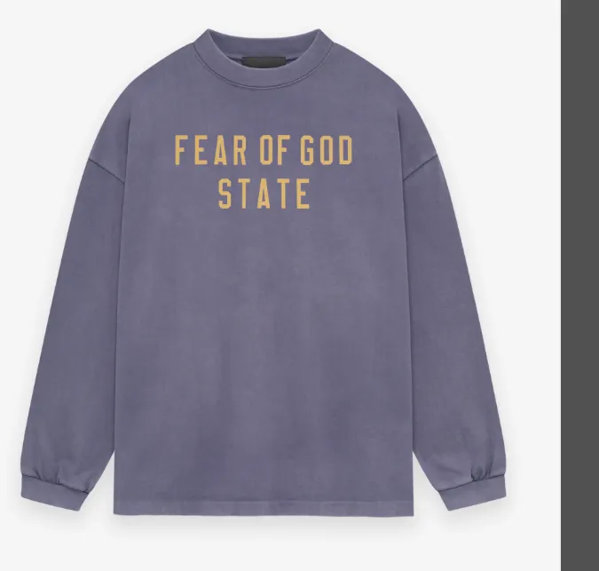 FEAR OF GOD ESSENTIALS 24FW Letter Printed Long Sleeve T-shirt Crimson Red Lavender Purple Black S-XL