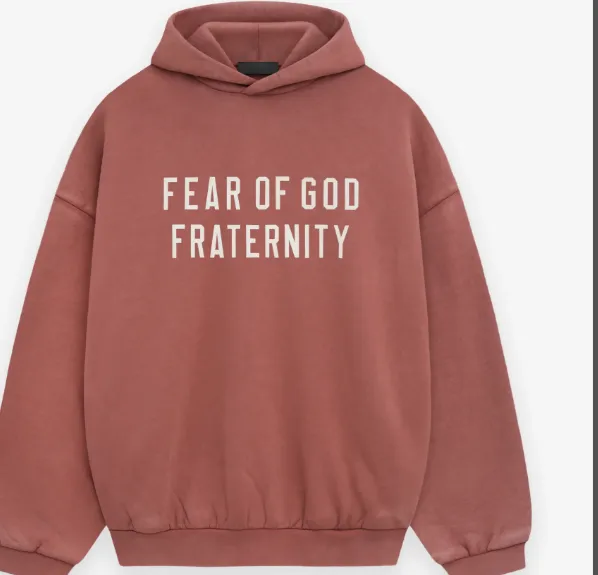 FEAR OF GOD ESSENTIALS 24FW Alphabet Printed Hoodie Sweatshirt Crimson Red Lavender Purple Black Black Evergreen Green S-XL