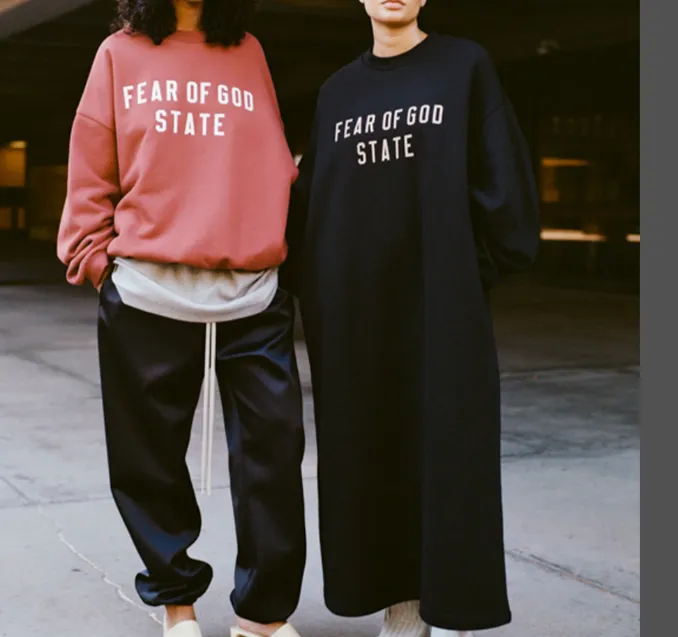 FEAR OF GOD ESSENTIALS 24FW Alphabet Printed Round Neck Hoodie Round Neck Hoodie Crimson Red Lavender Purple Black S-XL