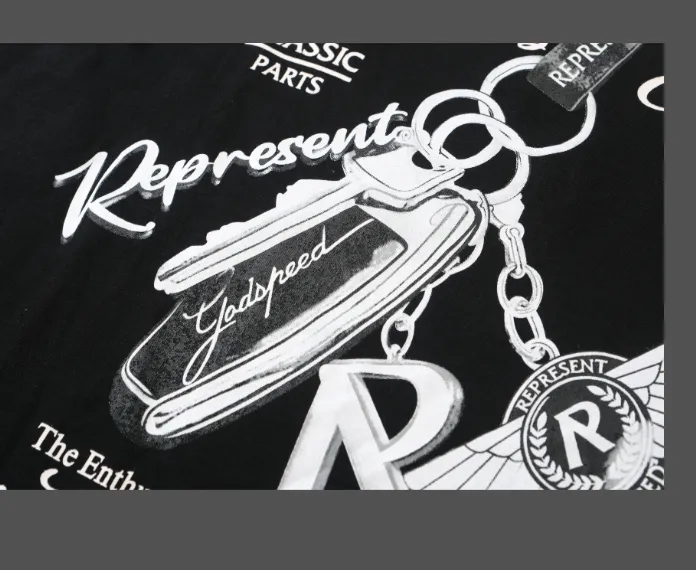 Representative car keychain slogan logo short sleeved T-shirt black S-XL size