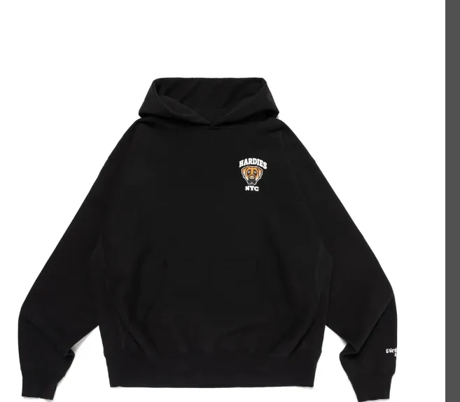 HUBAN MADE × VICTOR VICTOR × HARDIES HEAVY WEIGHT HOODIE Co branded Super Run Skateboarding Black English Logo Printed Hoodie