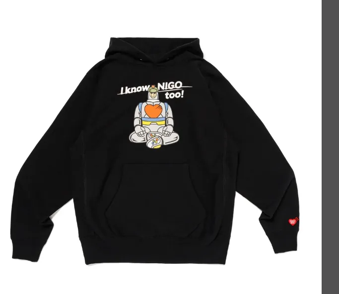 HUMAN MADE × I Know NIGO TOO HEAVYWEIHT HOODIE Co branded Limited Edition Robot Retro American Printed Hoodie with Velvet