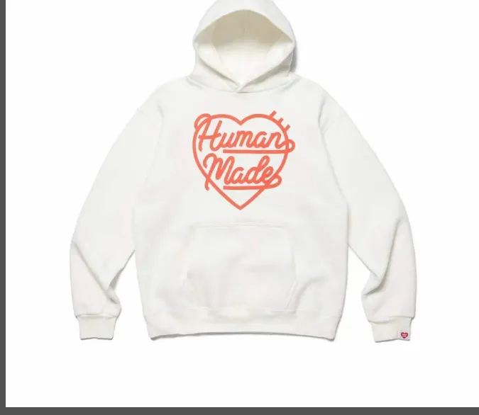 HUMAN MADE HEART SWEAT HOODIE heart logo retro American print simple loose hooded sweatshirt