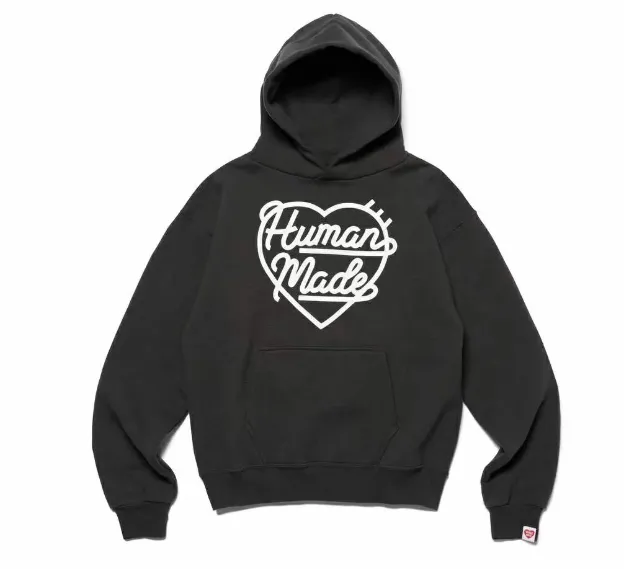 HUMAN MADE HEART SWEAT HOODIE heart logo retro American print simple loose hooded sweatshirt