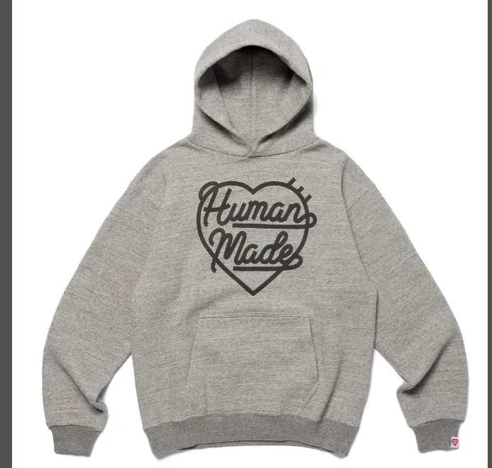 HUMAN MADE HEART SWEAT HOODIE heart logo retro American print simple loose hooded sweatshirt