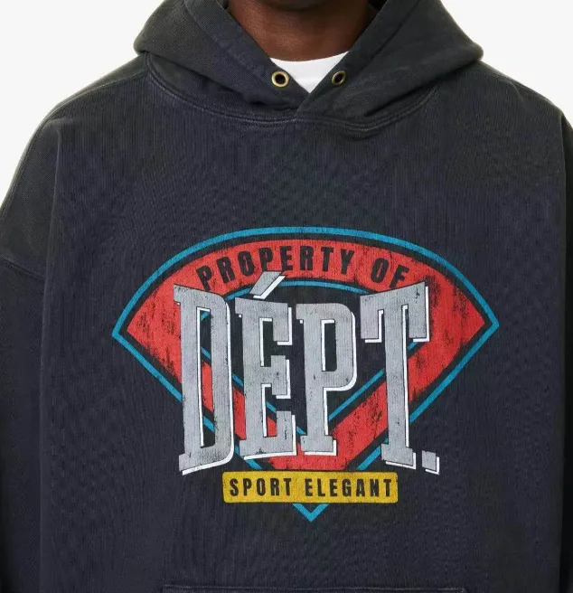 GALLERY DEPT FILD GRAPHIC HOODIE Retro Washed Outdated American Printed English Hoodie