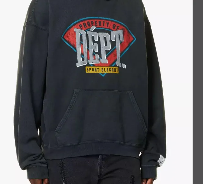 GALLERY DEPT FILD GRAPHIC HOODIE Retro Washed Outdated American Printed English Hoodie