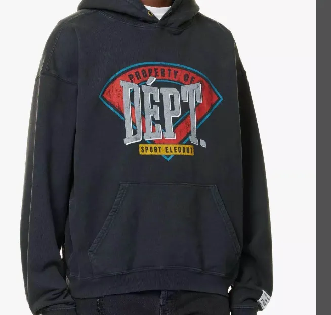 GALLERY DEPT FILD GRAPHIC HOODIE Retro Washed Outdated American Printed English Hoodie