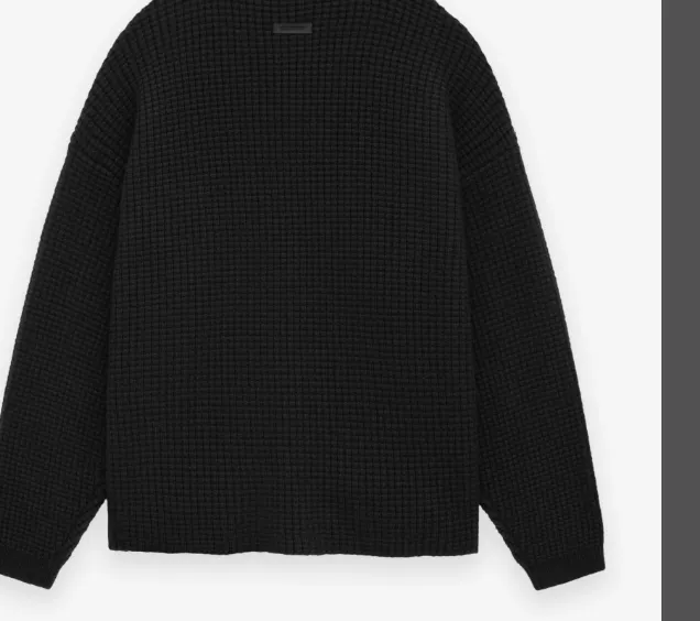 FEAR OF GOD ESSENTIALS 24FW Pineapple Pattern Knitted Round Neck Sweater Black Blue S-XL