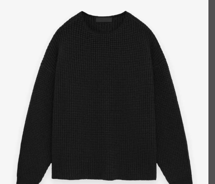 FEAR OF GOD ESSENTIALS 24FW Pineapple Pattern Knitted Round Neck Sweater Black Blue S-XL