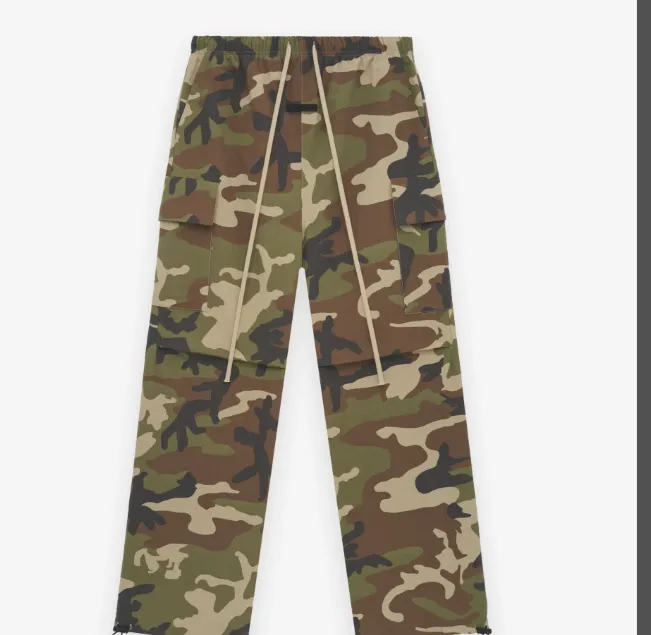 FEAR OF GOD ESSENTIALS 24FW Drawstring Woven Camouflage Work Pants Camouflage S-XL