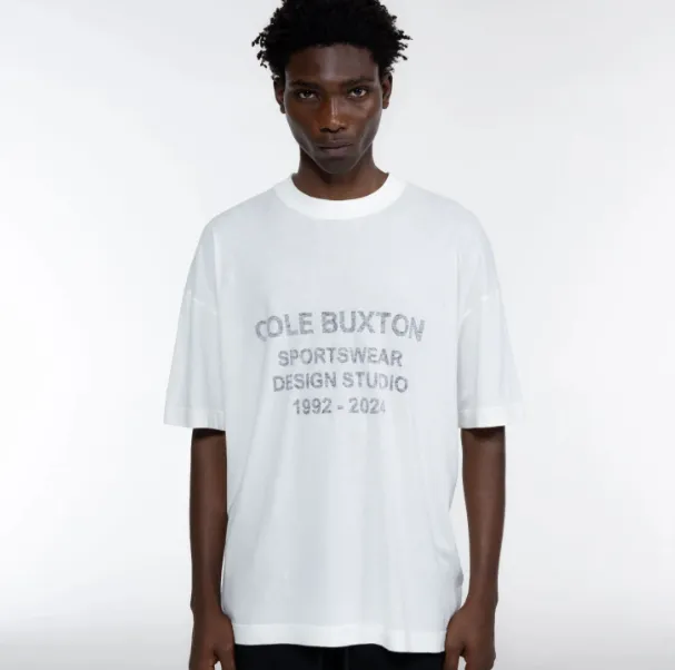 Cole Buxton Year Slogan Letter Logo Short Sleeve T-shirt White S-XL Size