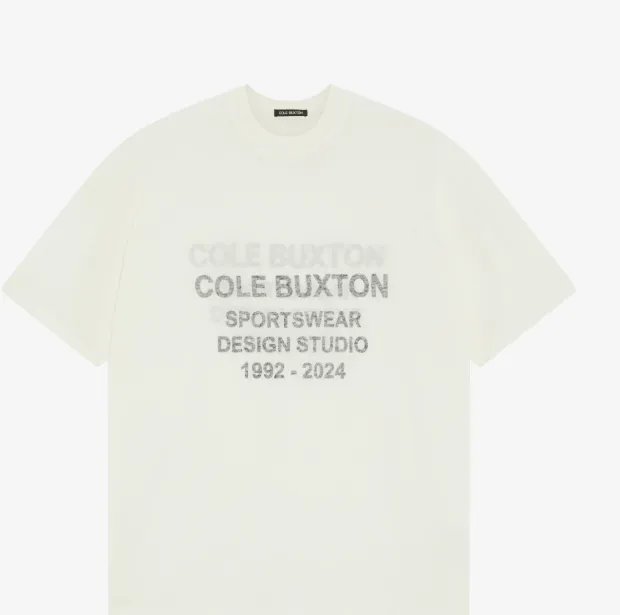 Cole Buxton Year Slogan Letter Logo Short Sleeve T-shirt White S-XL Size