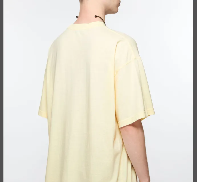 AC Blurred Letter Logo Printed Short Sleeve T-shirt Yellow S-XL