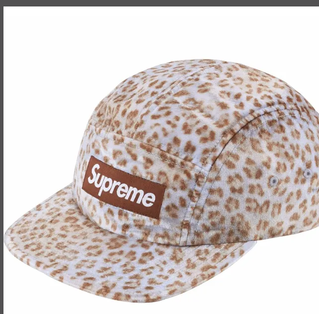 24SS Leopard Velvet Camp Cap Leopard Velvet Camping Cap White