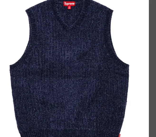 24 FW V Knitted Tank Top Black Treasure Blue S M L XL