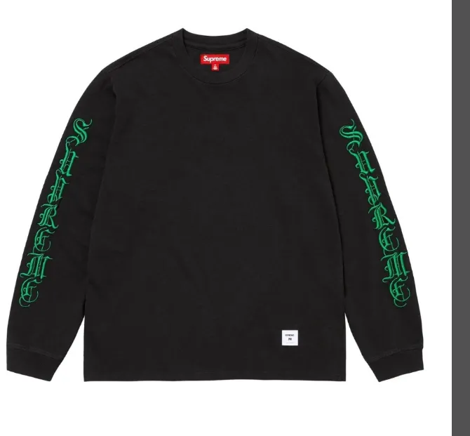 FW24 OLD English LS TEE Gothic Long Sleeve Black and White S-XL