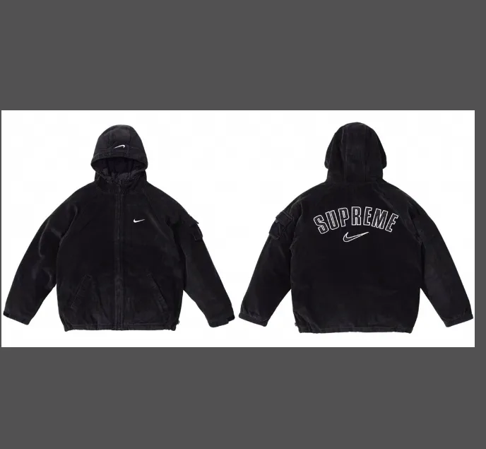 Arc Corduroy Hooded Jacket Corduroy Cotton Jacket Black S M L XL