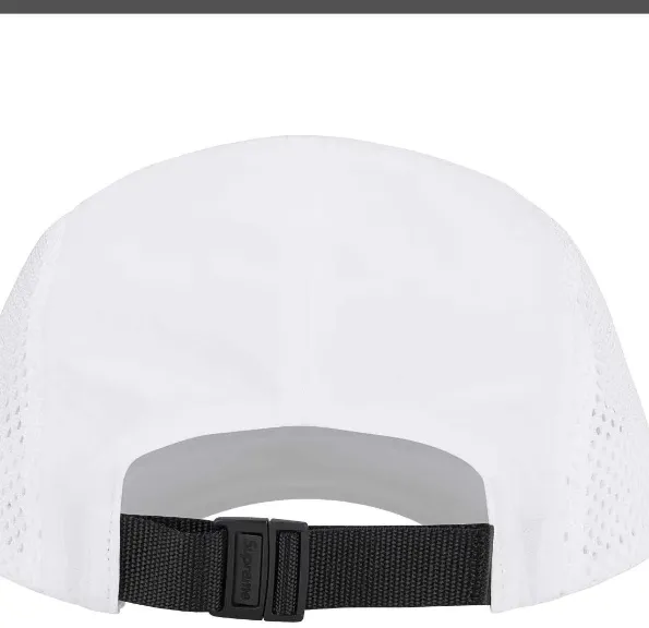 24ss mesh side panel camp hat in black, white, red, and blue