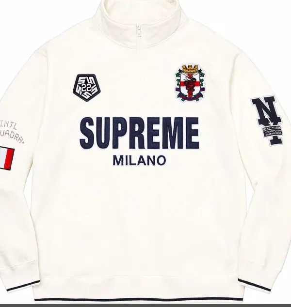 22FW Milano Half Zip Pullover Milan Half Zip Hoodie Black and White S M L XL