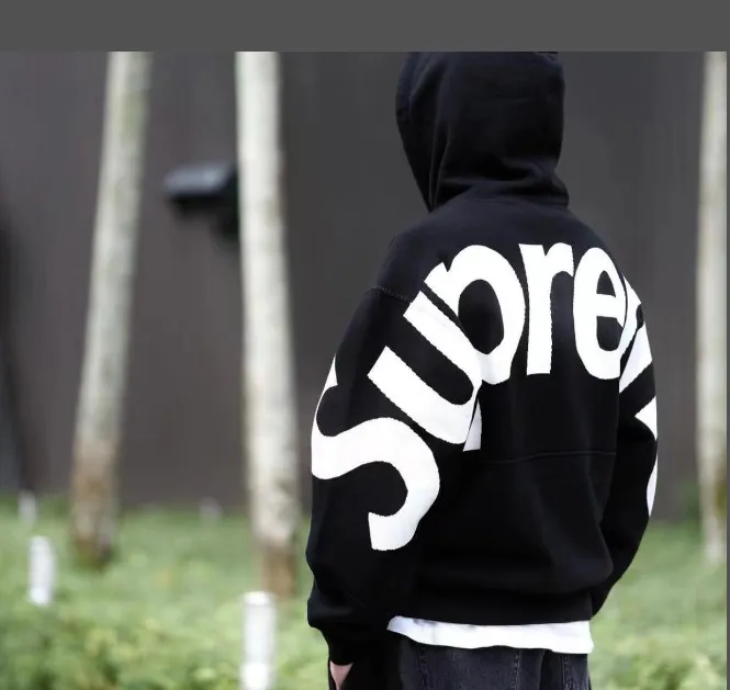 BIG LOGO JACQUARD HOODED SWEATSHIRT Back Big LOGO Hoodie Sweatshirt Black Grey S M L XL