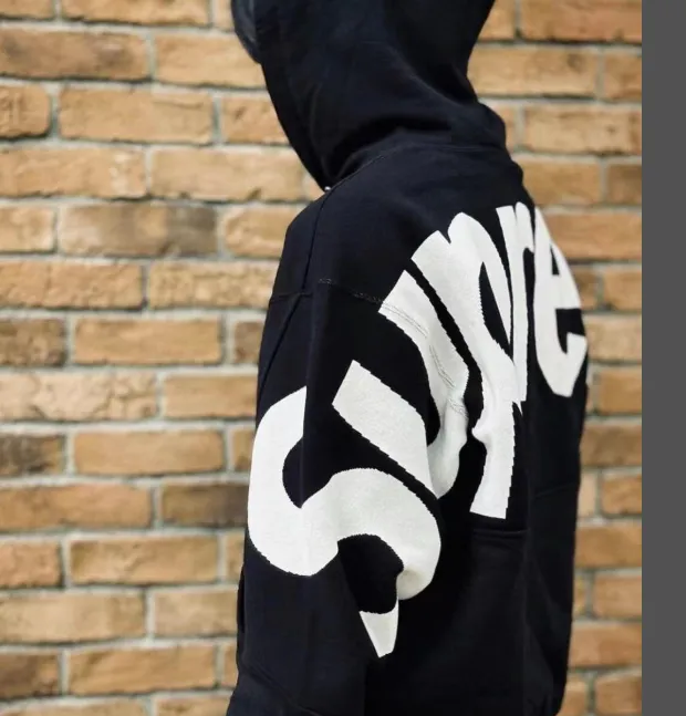 BIG LOGO JACQUARD HOODED SWEATSHIRT Back Big LOGO Hoodie Sweatshirt Black Grey S M L XL