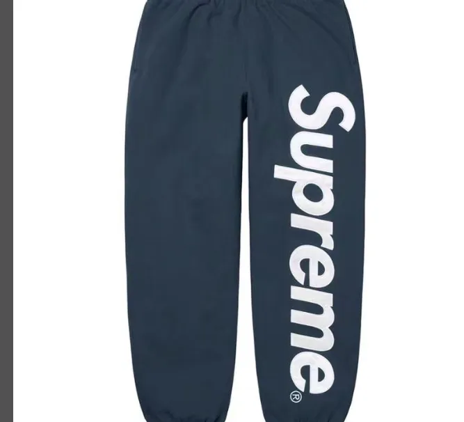 22FW Satin Applique Sweatpants with large logo and plush cotton sweatpants, black floral gray, navy blue, red, S M L XL