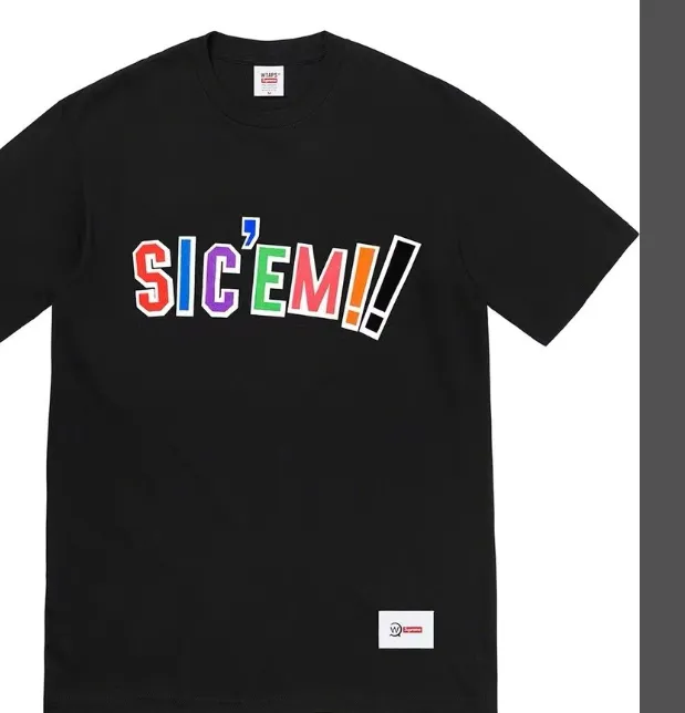 ￥99 21FW WTAPS Sic'em!  Tee Color Letter Black and White S M L XL