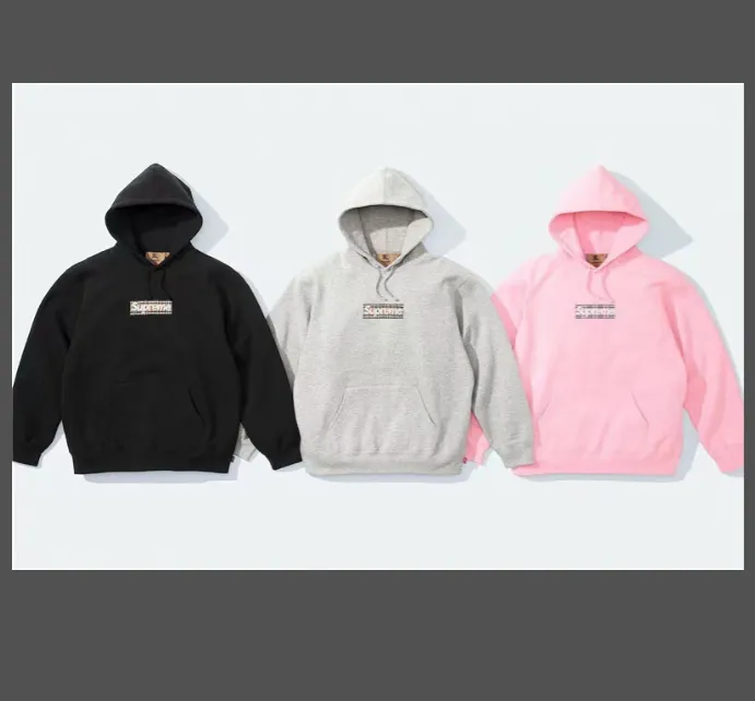 22SS Box Logo Bogo Hoodie Black Grey S M L XL