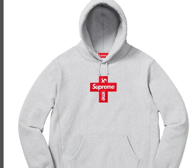 20FW Cross Box Logo Hooded Cross Bogo Hoodie with Velvet Hoodie Grey Black S M L XL