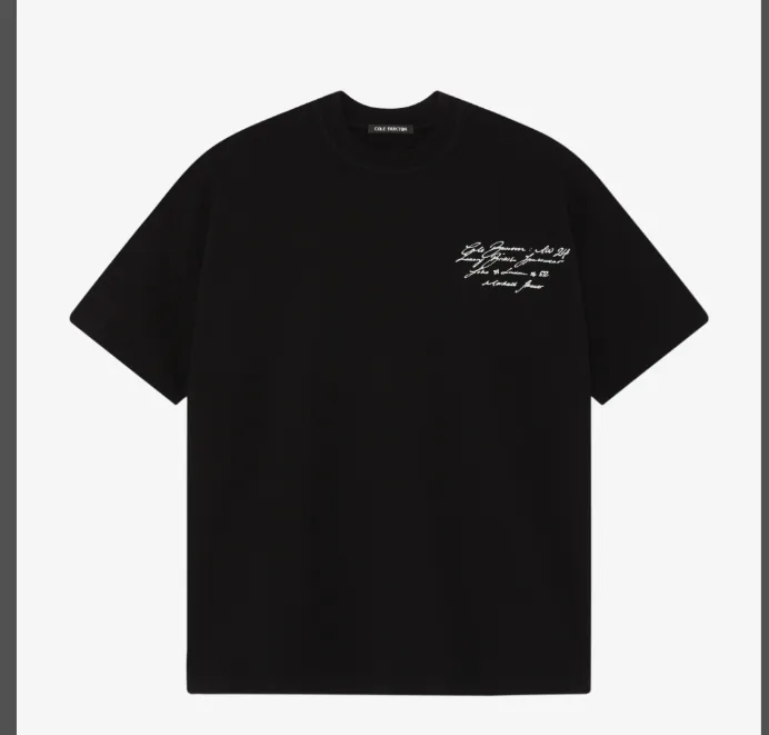 Cole Buxton Straw Slogan Letter Logo Printed Short Sleeve T-shirt Black White Coffee S-XL Size