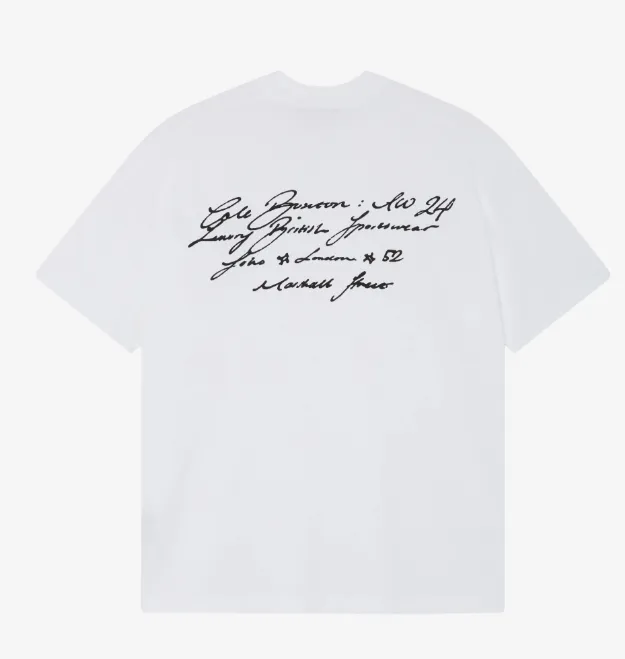 Cole Buxton Straw Slogan Letter Logo Printed Short Sleeve T-shirt Black White Coffee S-XL Size