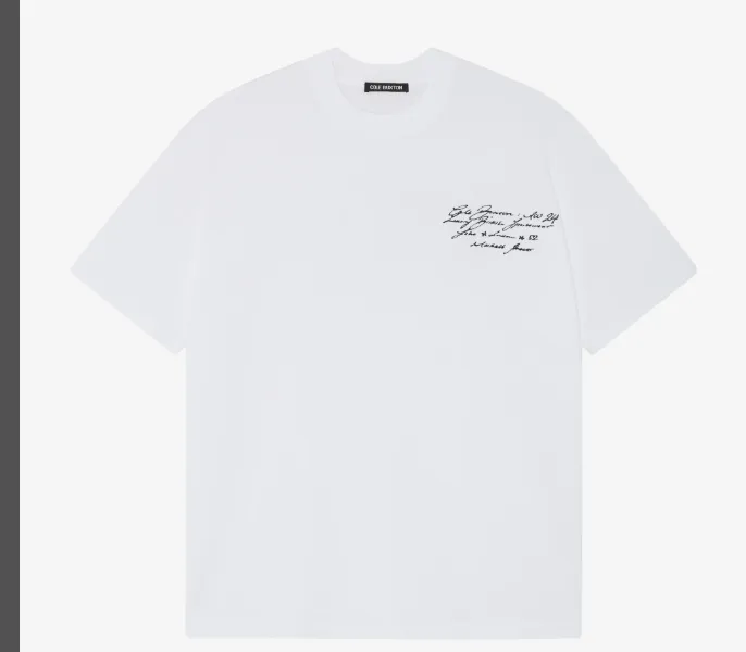 Cole Buxton Straw Slogan Letter Logo Printed Short Sleeve T-shirt Black White Coffee S-XL Size