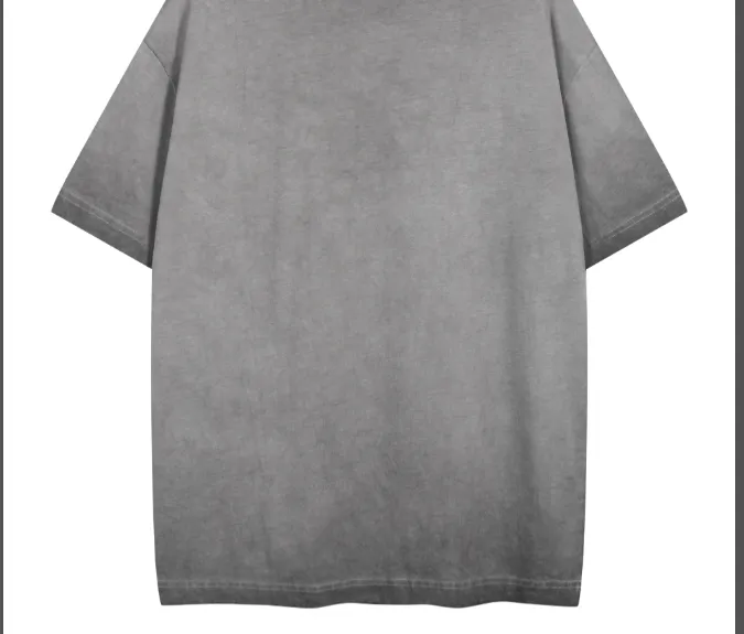 MIU ready to wear cross dyed embroidered love letter short sleeved T-shirt washed with water grey S-XL