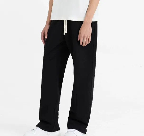 Representative Embroidered Logo Straight Drawstring Long Pants Aged Black Black Flower Grey S-XL Size