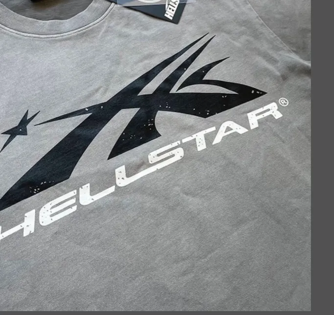 HELLSTAR STUDIOS INS Same Large Logo Cotton Washed Ash Short Sleeve T-shirt Washed Ash