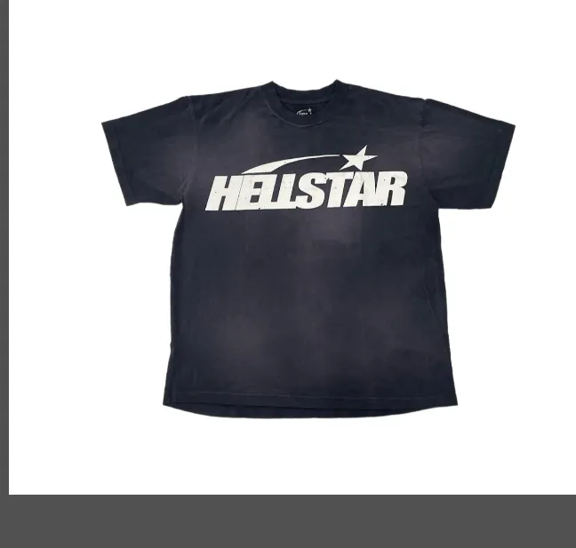 HELLSTAR STUDIOS unisex large logo pure cotton short sleeved T-shirt, washed black