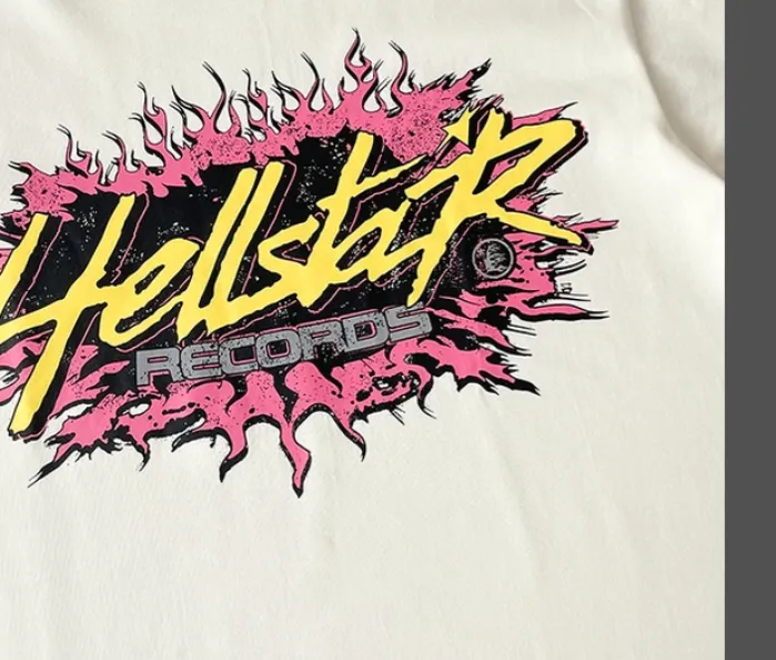 HELLSTAR STUDIOS RECORDS TEE Pure cotton men's and women's casual short sleeved T-shirt in red and white