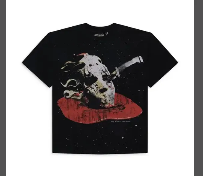 Hellstar Studios Halloween Skull Wash Cotton Skull Printed Short Sleeve T-shirt Black