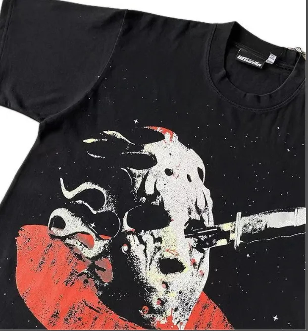 Hellstar Studios Halloween Skull Wash Cotton Skull Printed Short Sleeve T-shirt Black