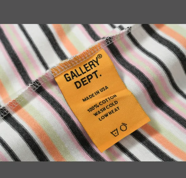 Gallery striped hand-painted letter printed short sleeved T-shirt striped S-XL