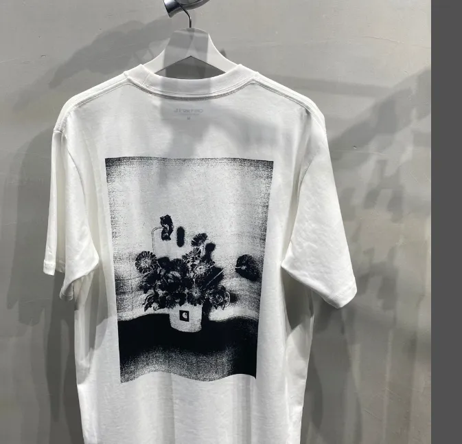 Carhartt WIP Spring Summer New Product Realistic Style Retro Flower Photo Printed Short Sleeve T-shirt Two Color S-XL