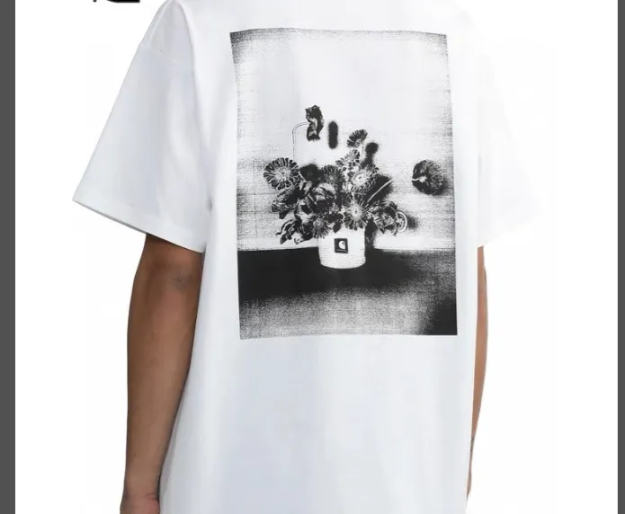 Carhartt WIP Spring Summer New Product Realistic Style Retro Flower Photo Printed Short Sleeve T-shirt Two Color S-XL