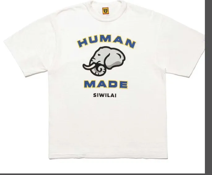 HUMAN MADE BANKOK Thailand Pop up Store Open Graphic T-SHIRT Bangkok Flash Limited Edition Elephant Animal Printed Short Sleeve T-shirt Black and White S M L XL