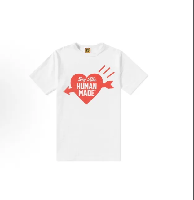 HUMAN MADE heart piercing arrow logo heart printed cylindrical bamboo cotton short sleeved t-shirt black white S M L XL